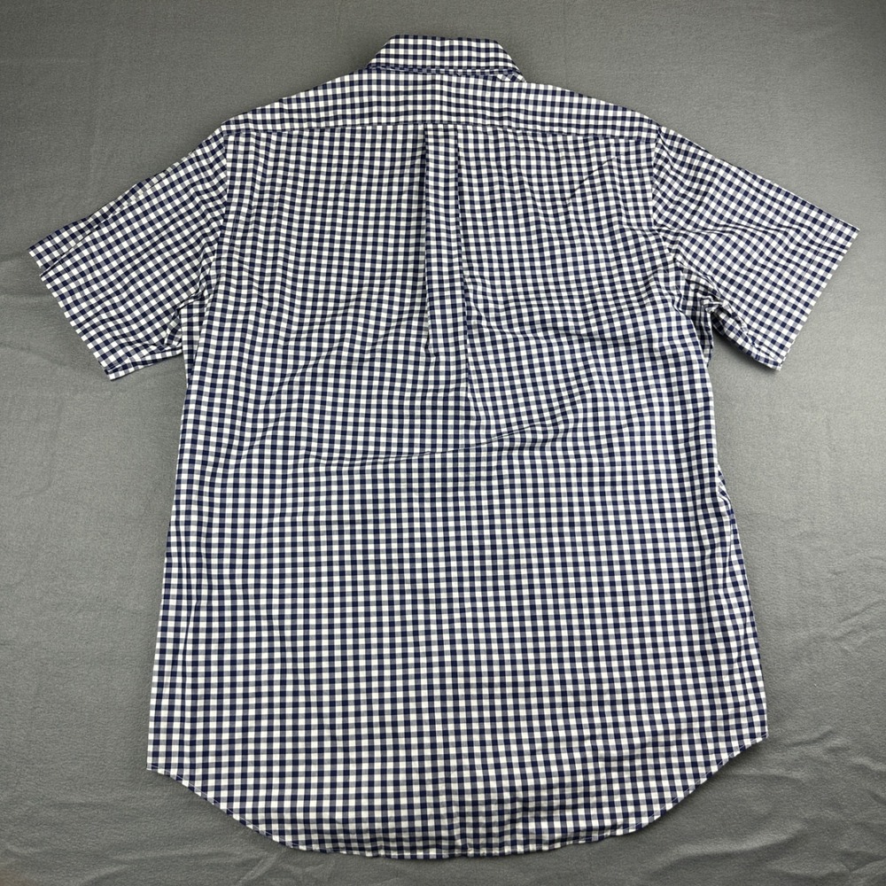 Ralph Lauren Mens Navy Gingham Check Short Sleeve Cotton Button Down Shirt Large - Picture 3 of 8